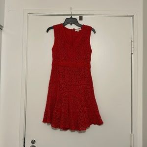 Anthropologie San & Soni Lace Mini Dress in Red -Size 6